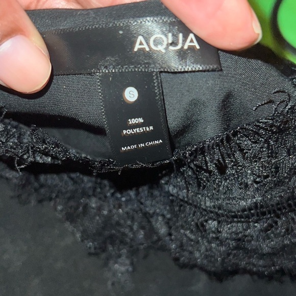 Aqua Satin Cold Shoulder Elegant Black Women's Blouse size Small - Picture 3 of 4